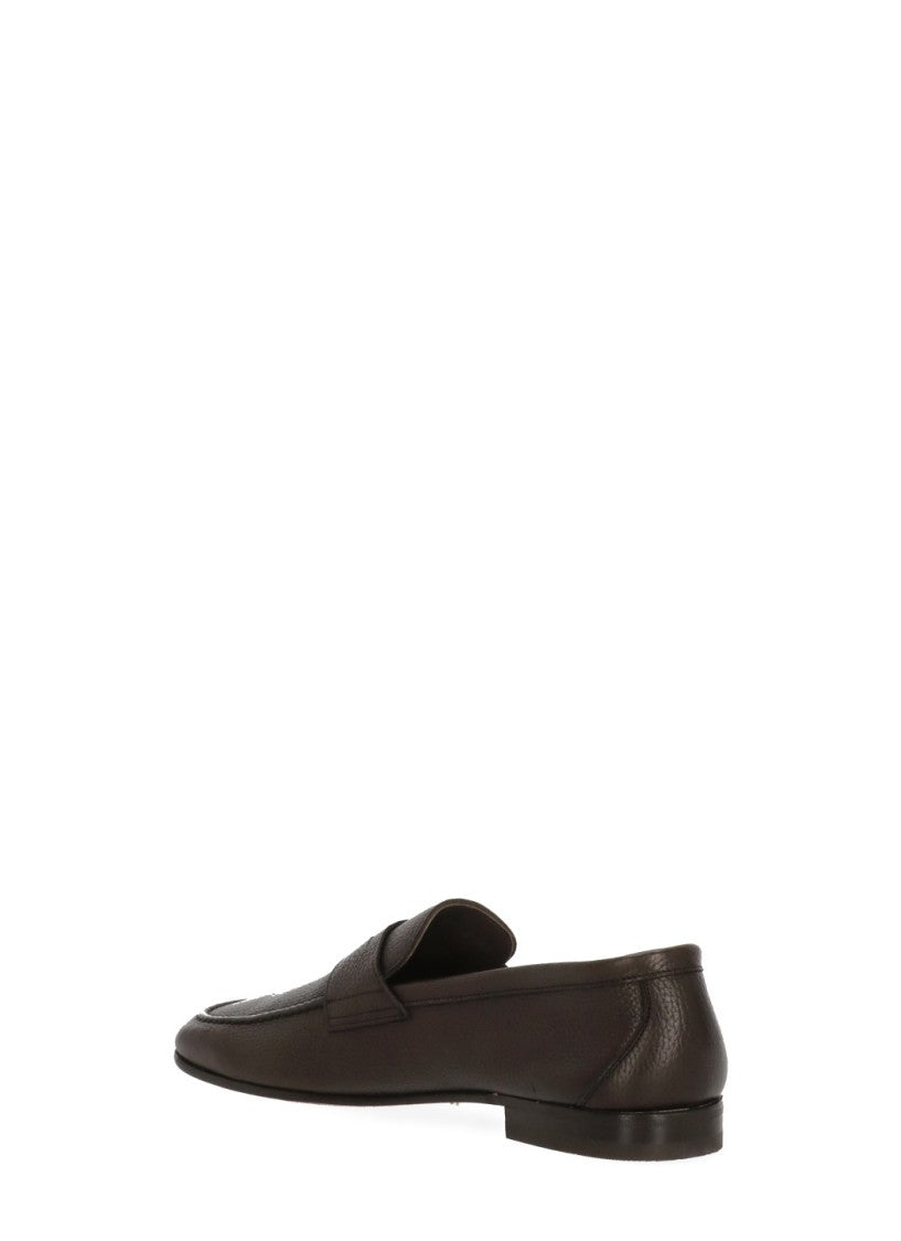 Berwick 1707 Brown Pebbled Leather Mask Loafers