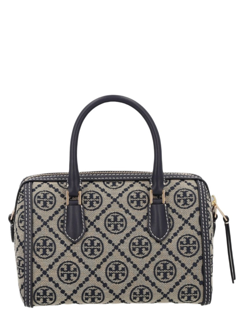 Tory Burch Petite Structured Handbag With Monogram Pattern And Gold-Tone Hardware