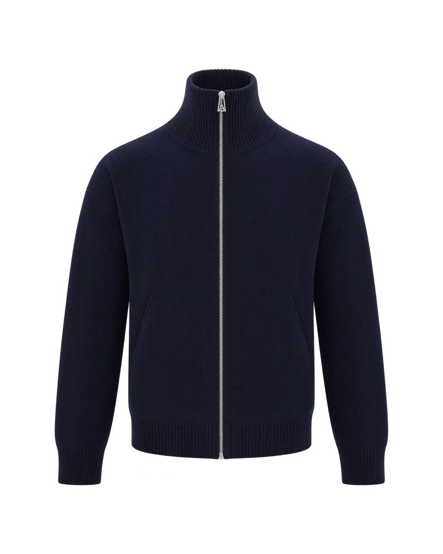 Axel Arigato Navy High-Collar Wool-Blend Full-Zip Cardigan