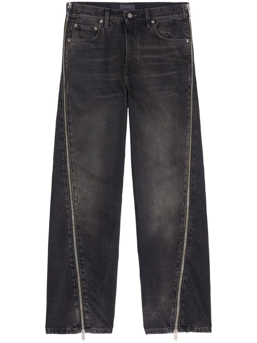 Haikure Wide-Leg Trousers With Edgy Vertical Zippers And Worn Finish