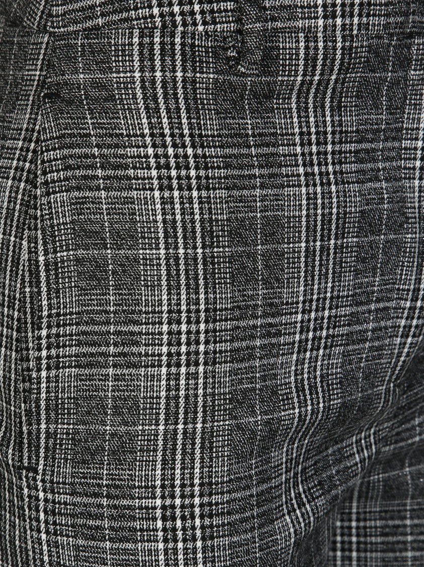 Liu Jo Tailored Grey Checkered Pants With Cuffed Hem