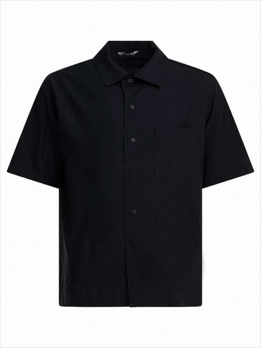 Auralee Classic Black Wool Short-Sleeved Shirt