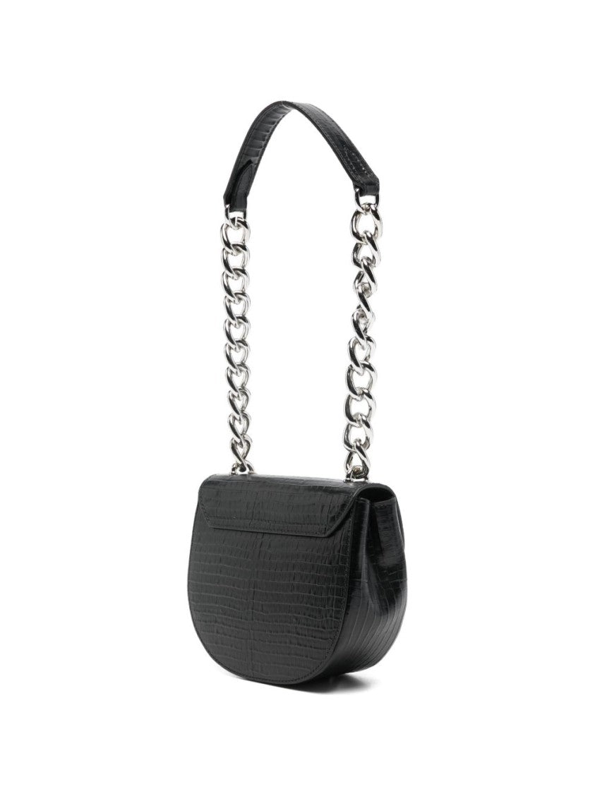 Vivienne Westwood Black Croc Embossed Orb Plaque Bag