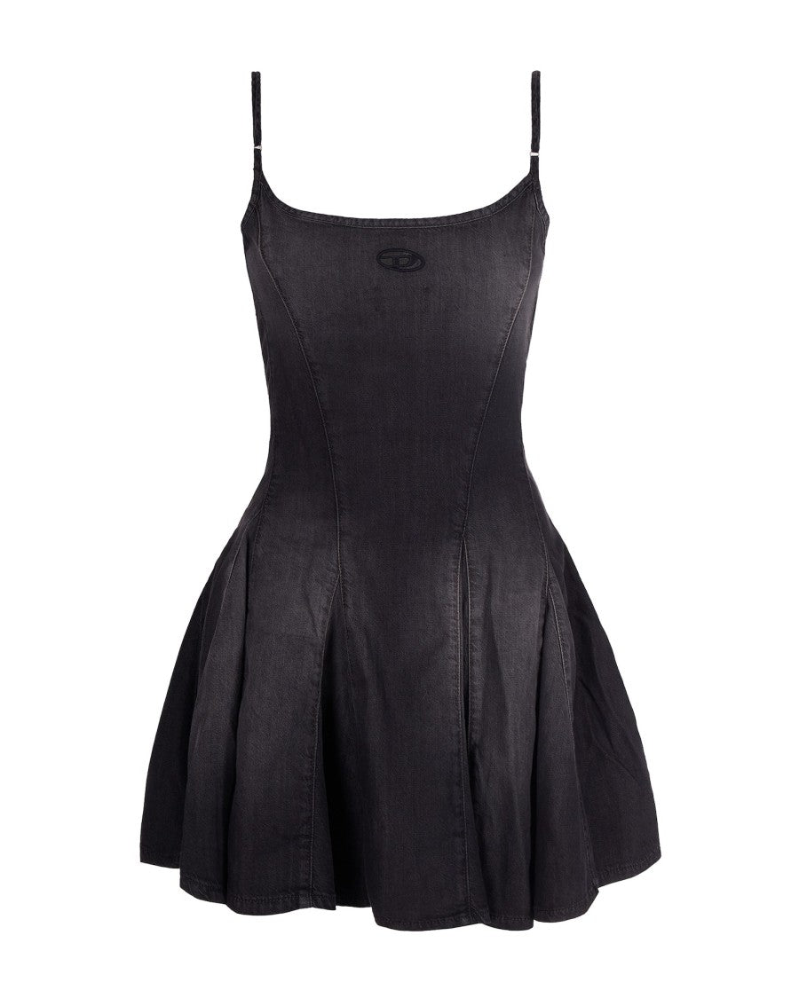 Diesel Short Black Denim Dress With Adjustable Straps