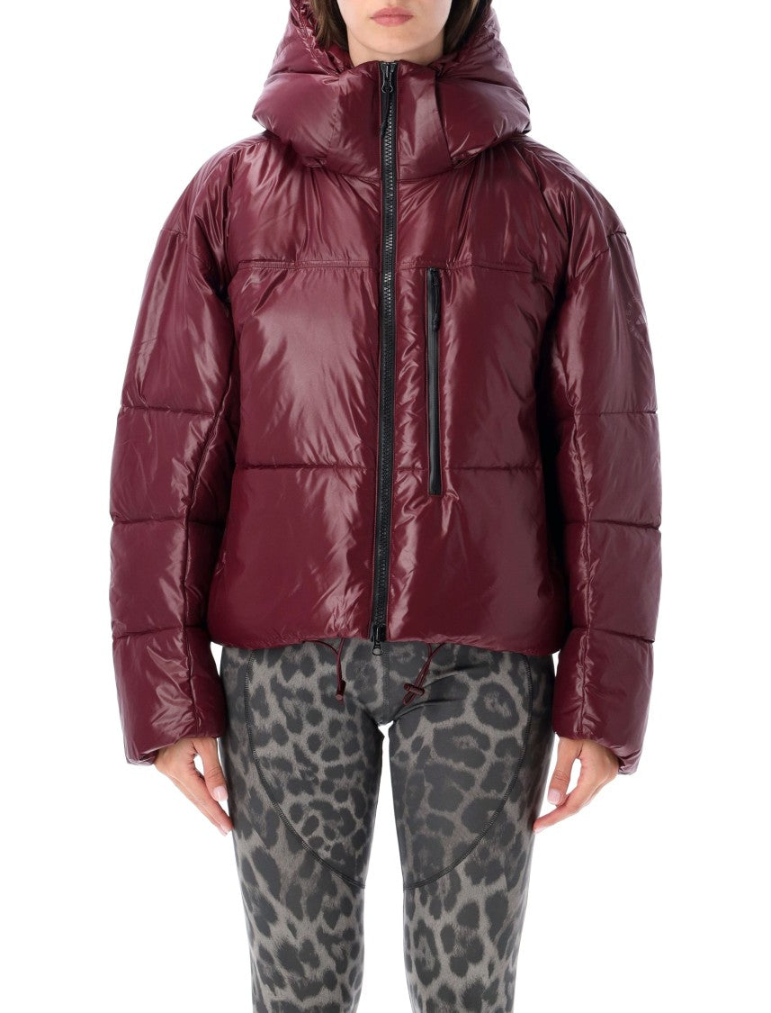 Adidas By Stella Mccartney Burgundy Short Quilted Cropped Down Jacket