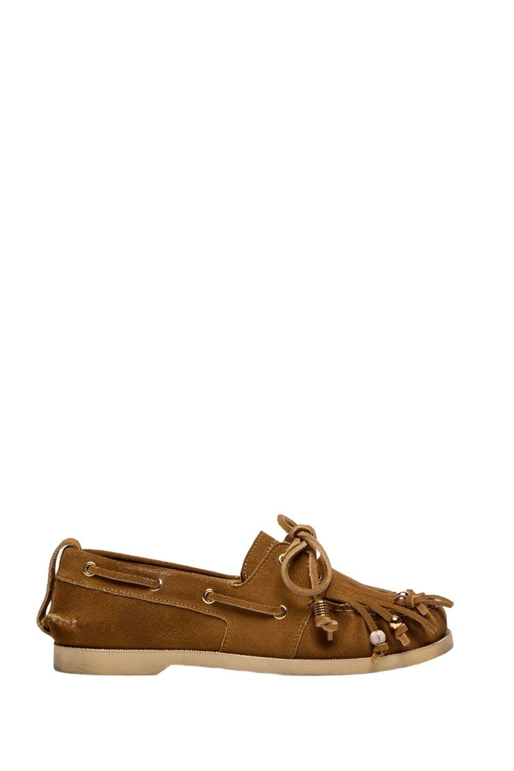 Golden Goose Suede Boat Loafers With Fringes
