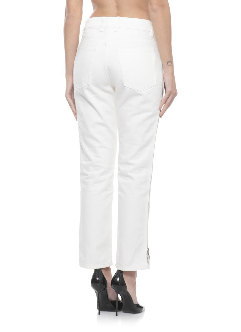 Rabanne Ivory Side Zip Cotton Jeans