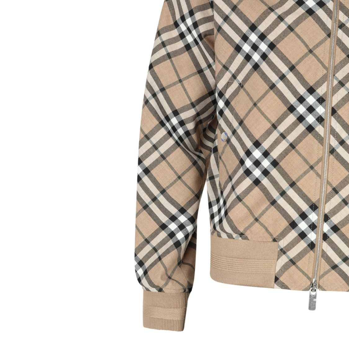 Burberry Classic Check Zip-Up Sweater With Ribbed Detailing