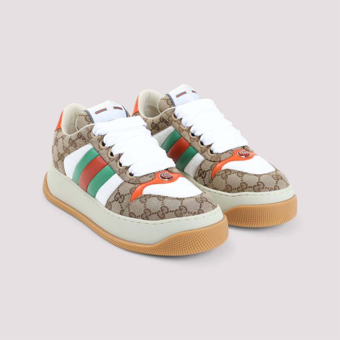 Gucci Premium Leather And Gg Supreme Textile Sneakers