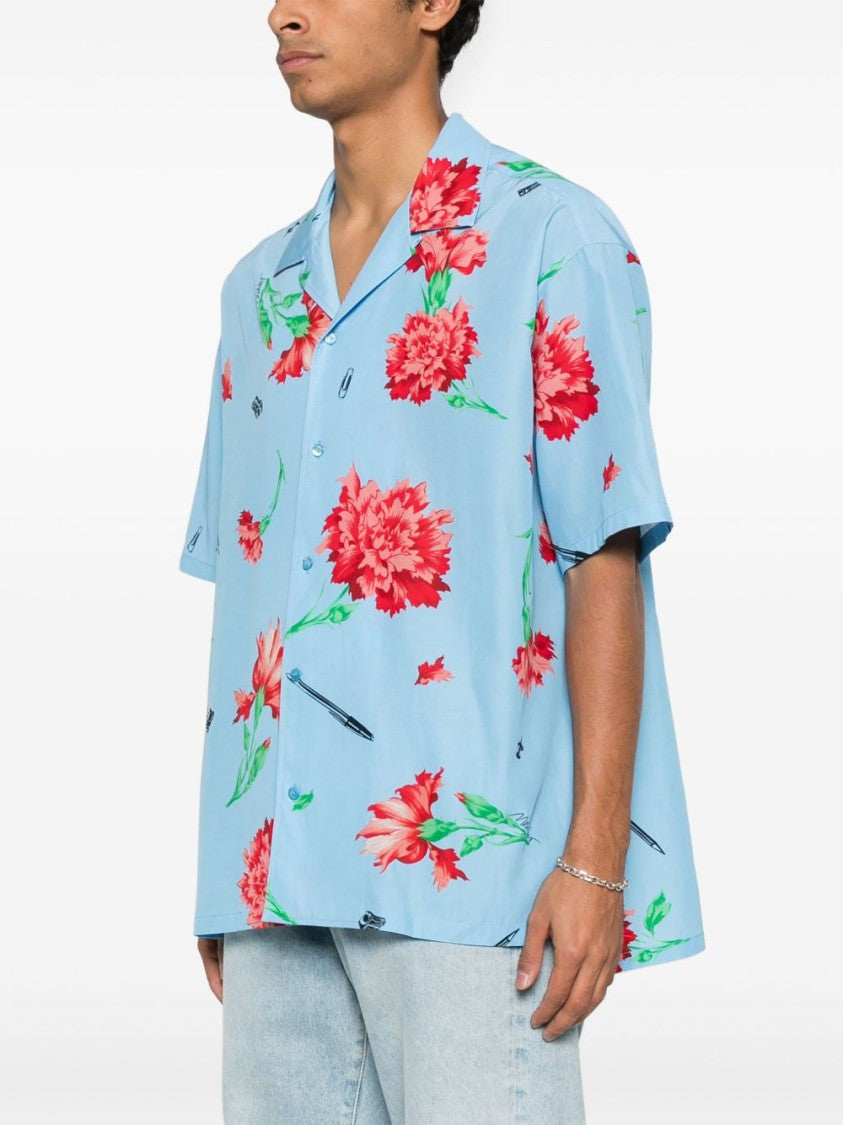 Moschino Splash Blue Drop Shoulder Slit Shirt