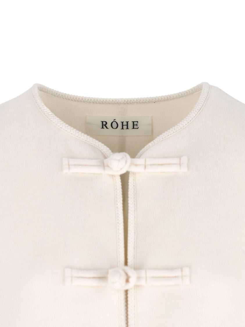 Róhe "Marie" Jacket In White Wool, Crew Neck