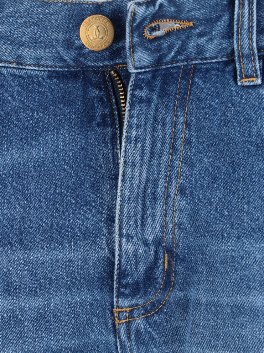 Seafarer Low-Rise Blue Denim Shorts With Five-Pocket Design
