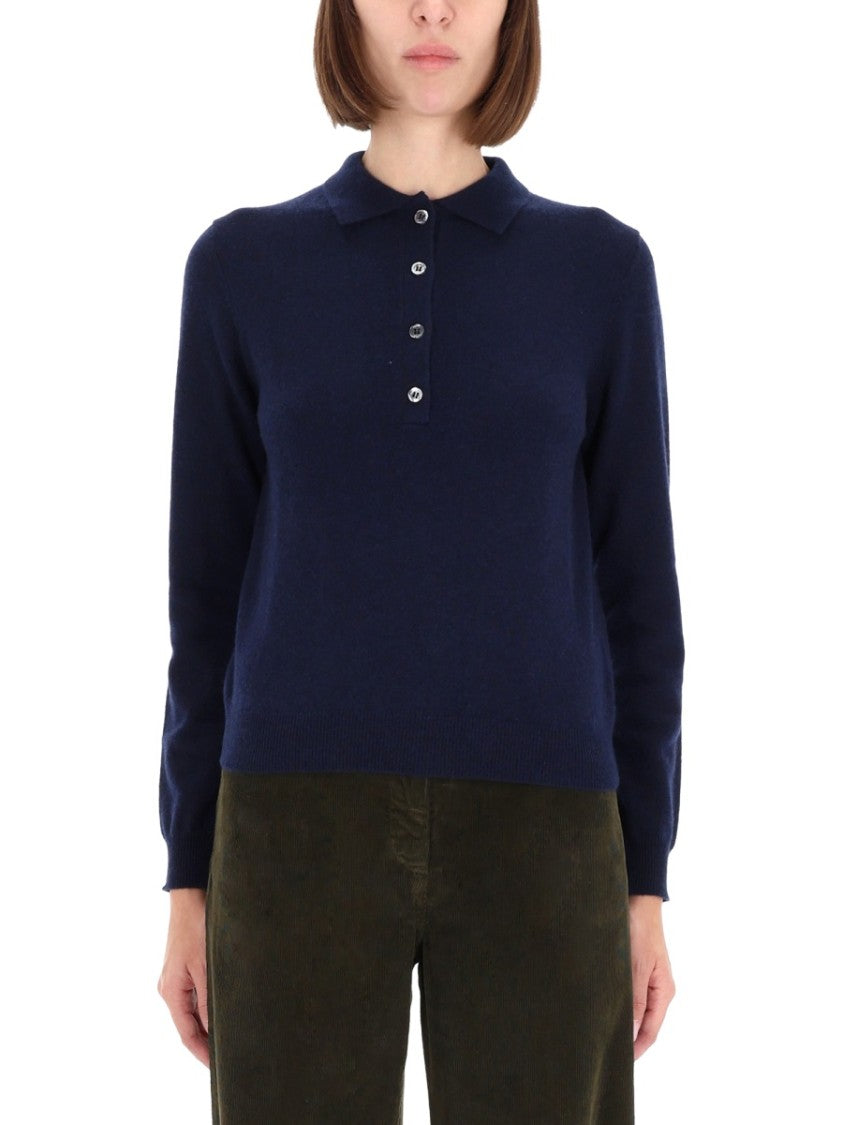 Aspesi Long-Sleeve Cashmere Polo Shirt