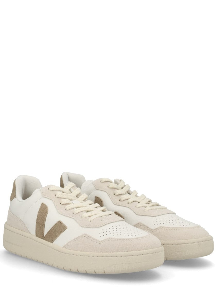 Veja White V-90 Suede Overlay Sneakers
