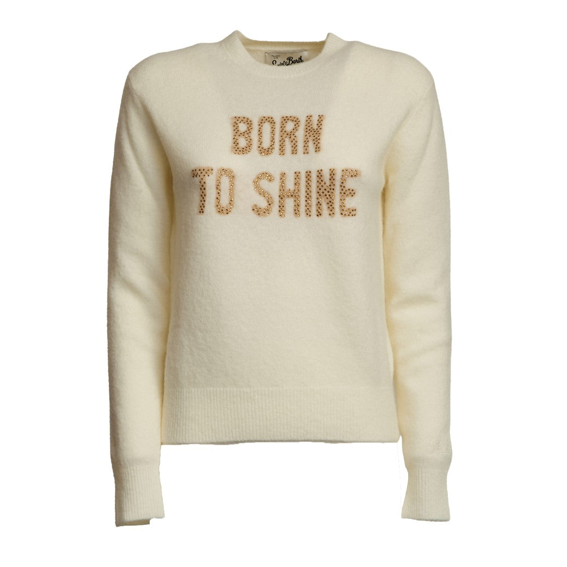 Mc2 Saint Barth Crewneck Alpaca Knitwear Sweater With Rhinestone Detail