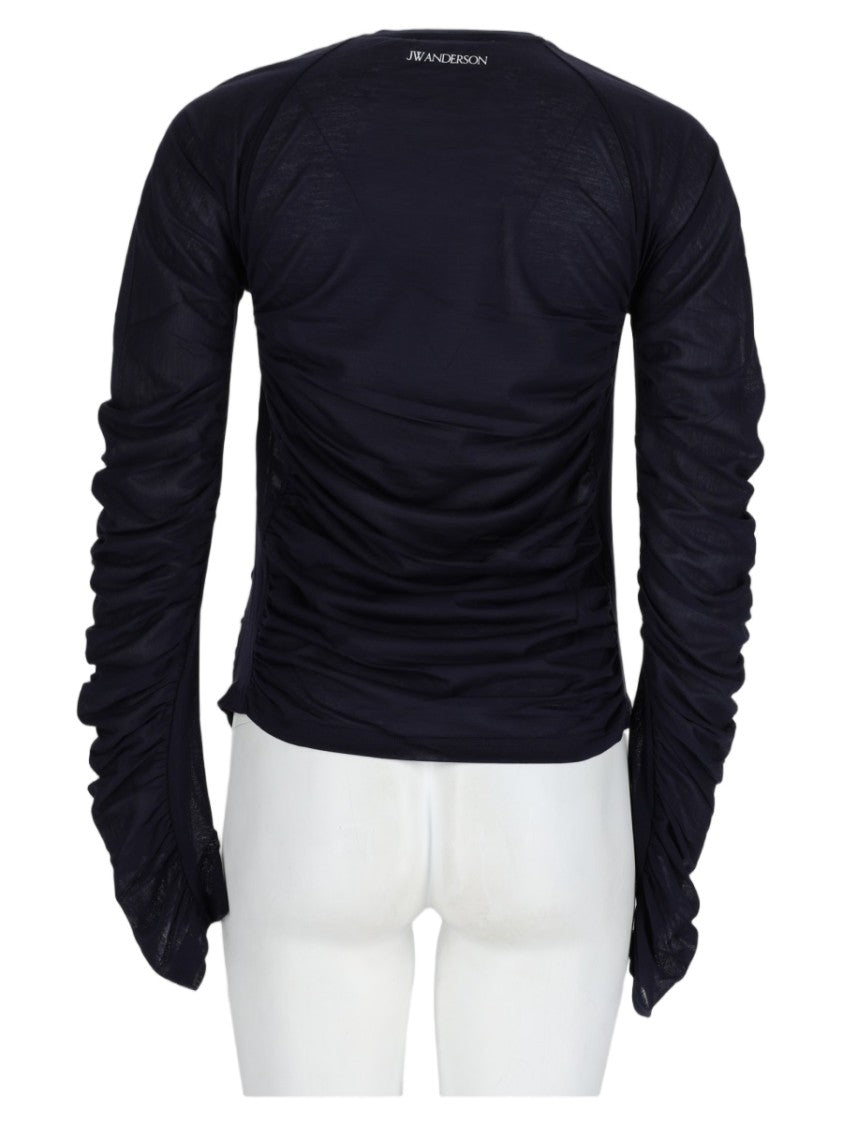 J. W. Anderson Blue Fitted Ruched Cotton-Blend Top