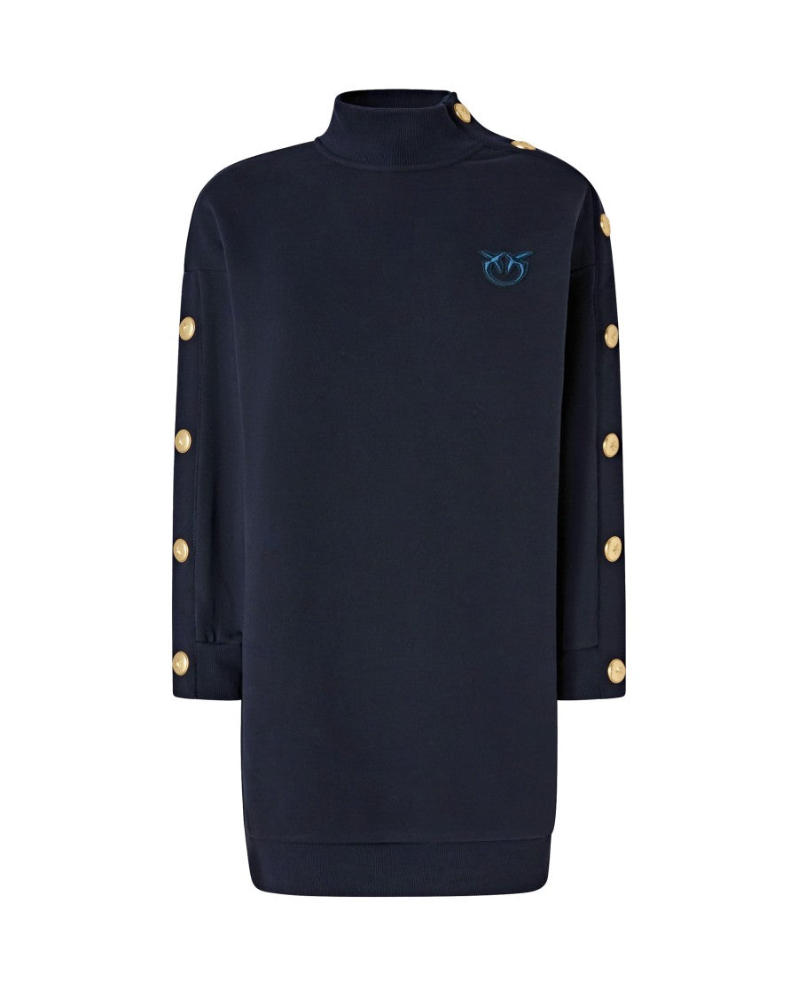 Pinko Blue Buttoned Sweatshirt Dress