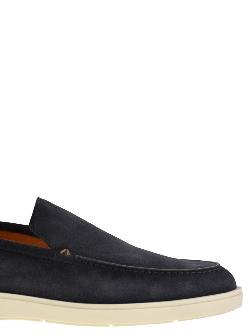Santoni Suede Moccasin With Contrast Detailing