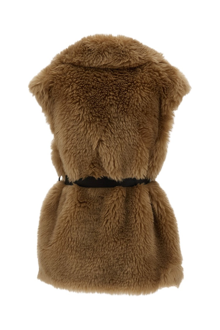 Parosh Faux Fur Double-Breasted Long Vest