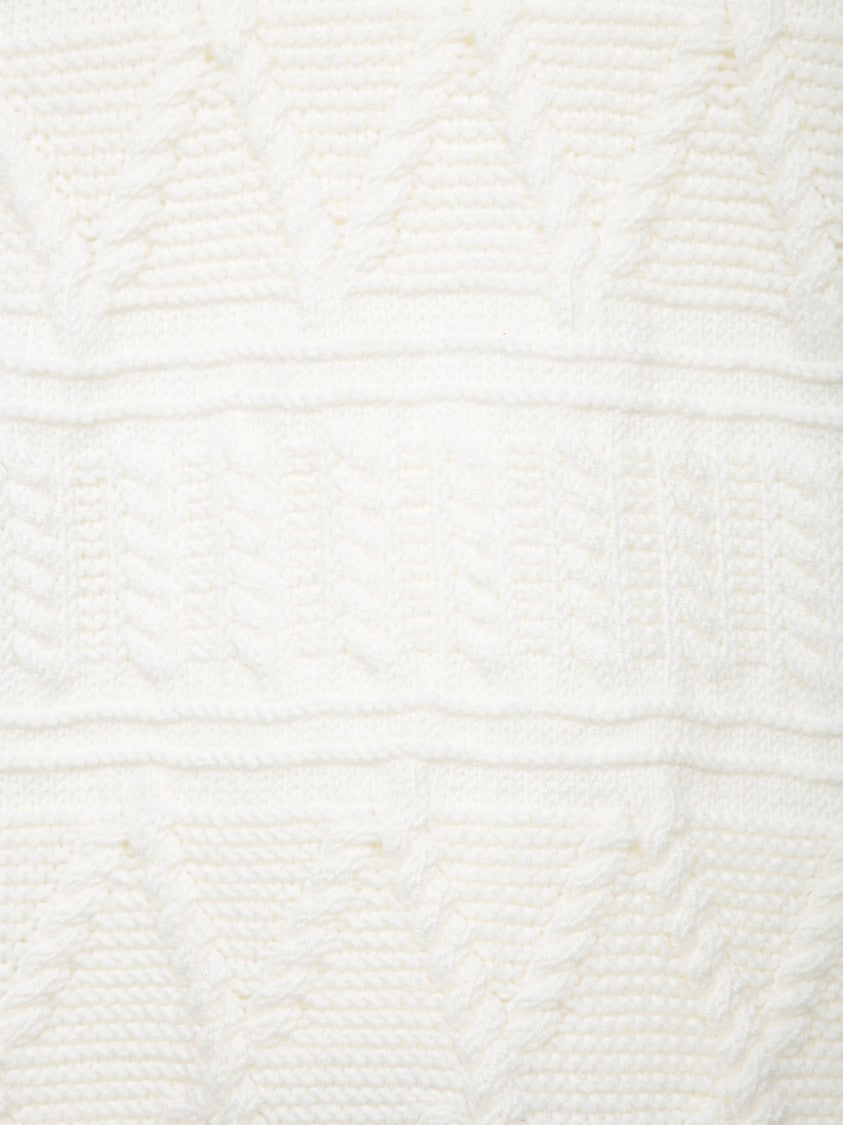 Zegna Textured Pattern White Knit Sweater