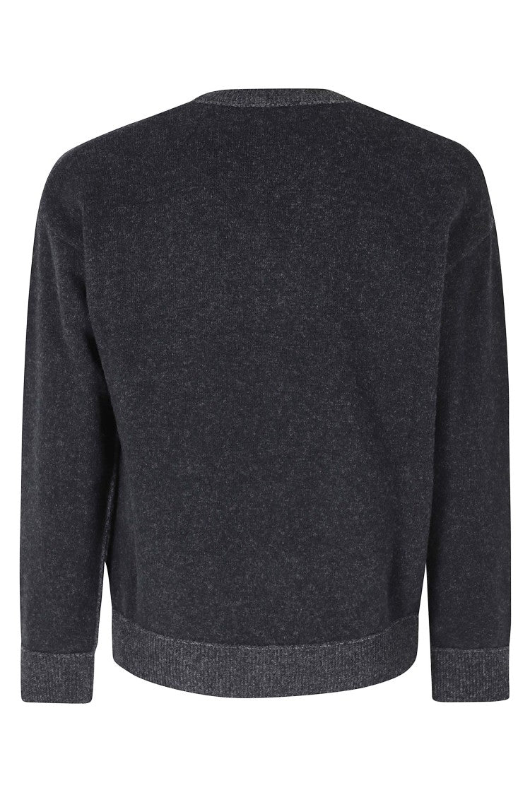 Roberto Collina Navy Felted Vanise Ribbed Merino Wool Sweater