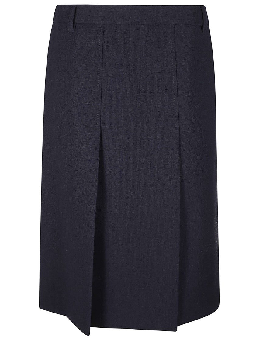 Prada Structured Mini Skirt With Front Pleats And Side Slits
