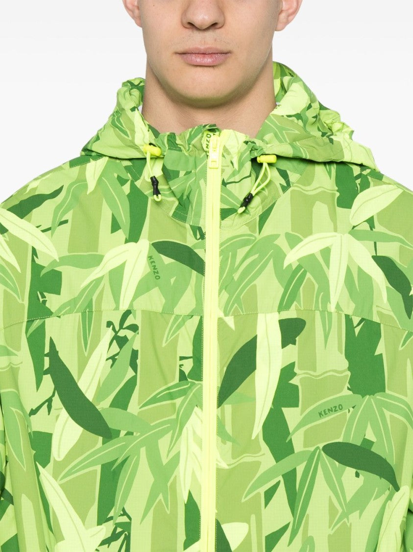 Kenzo Lime Green Drawstring Hood Zip Jacket