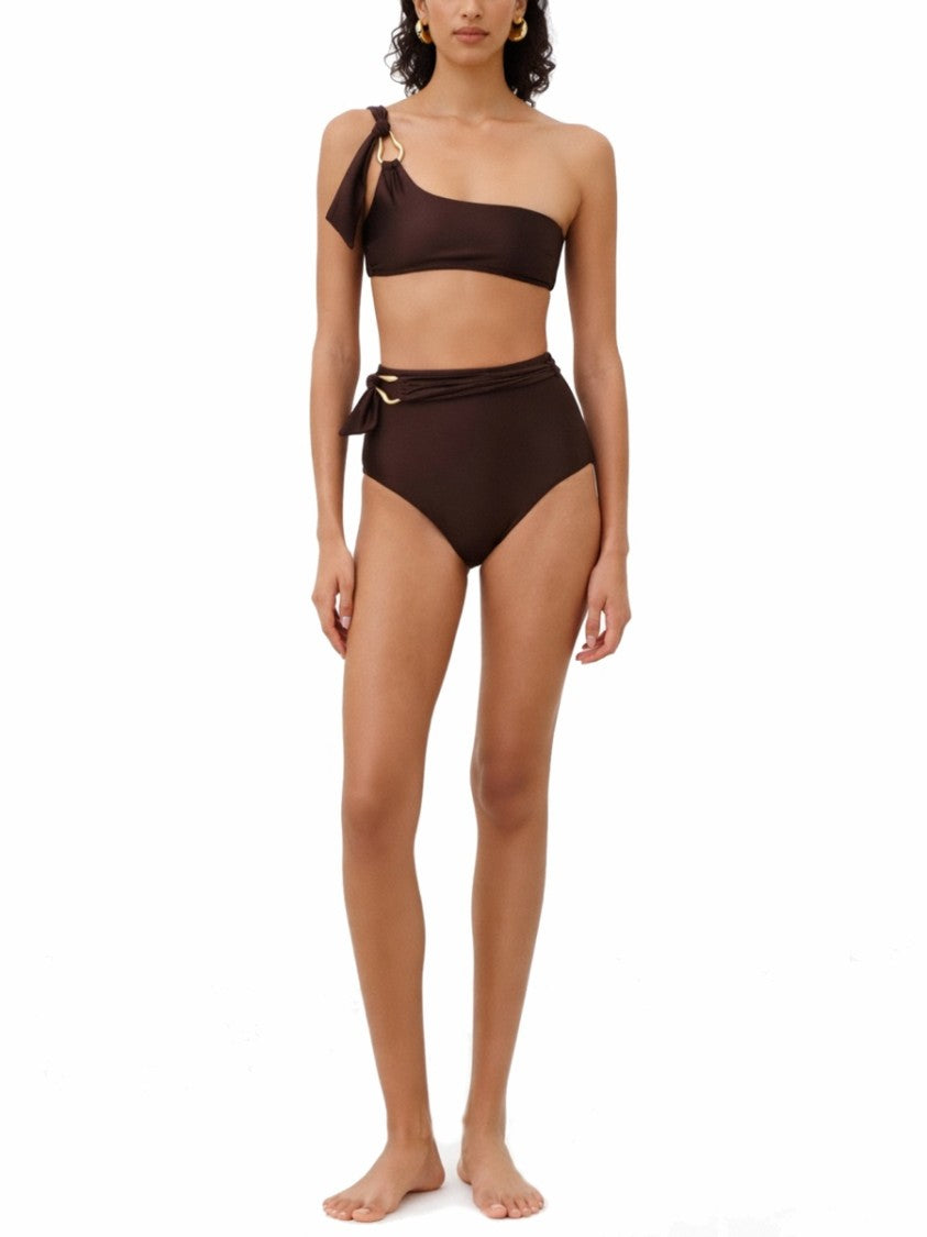 Zimmermann Brown Ascension One-Shoulder Bikini Top