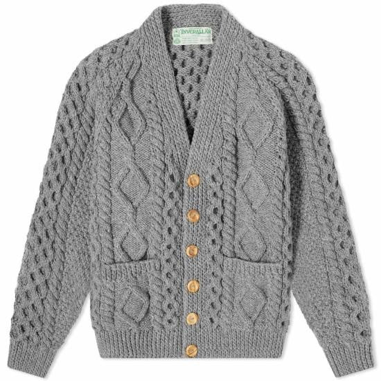 Inverallan Textured Knit Cardigan With Classic V-Neck And Button Closure