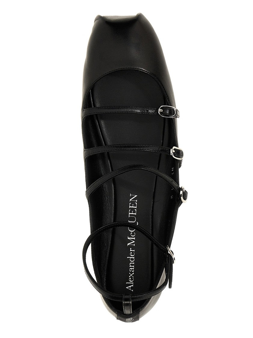 Mcqueen Leather Strap Ballet Flats