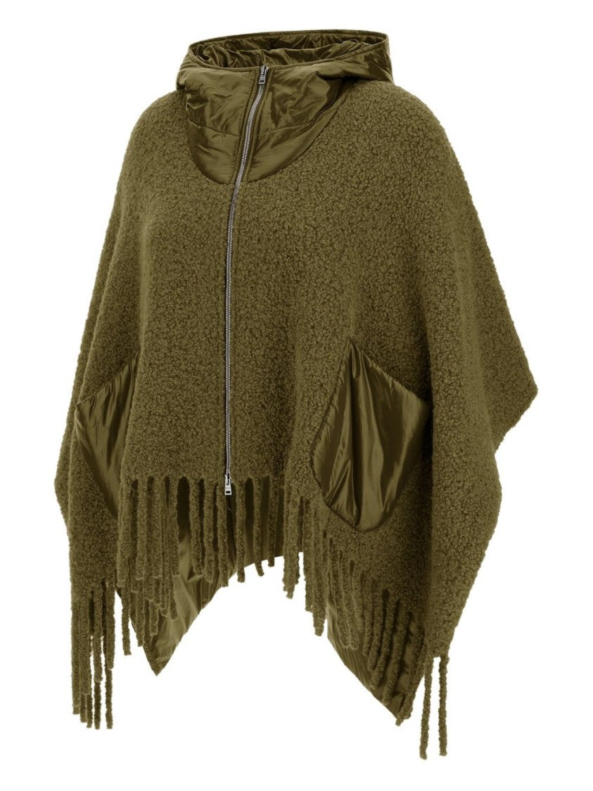 Herno Hooded Poncho In Bouclé Alpaca