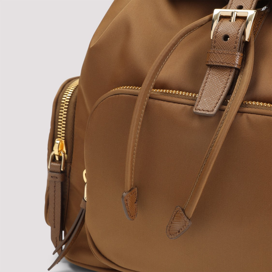 Prada Brown Polyamide Bucket Bag With Multi-Compartment Design