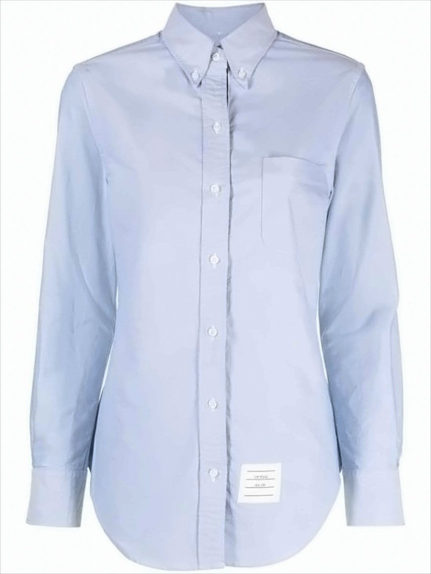 Thom Browne Button-Up Shirt With Light Blue Tone And Classic Collar