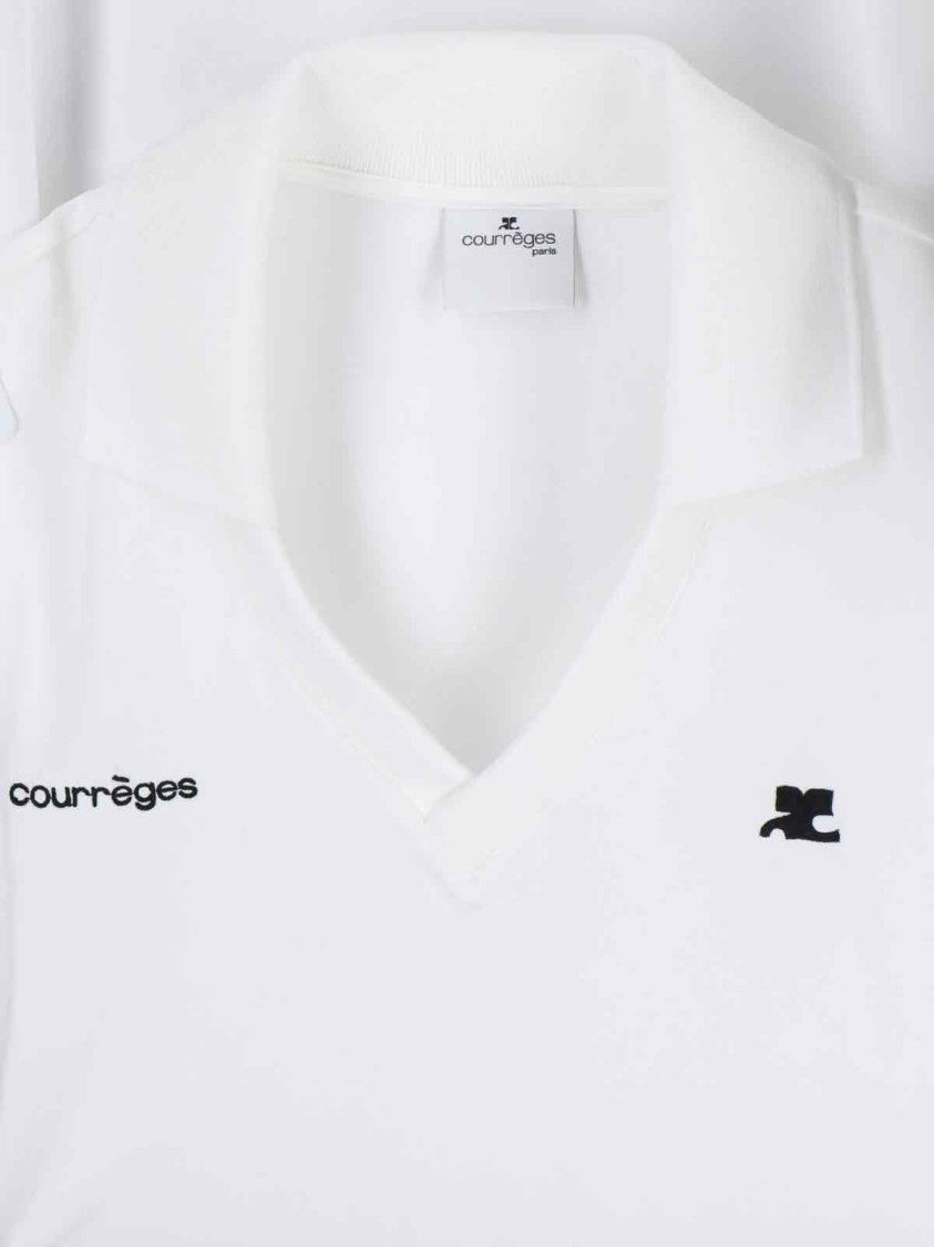Courrèges Minimalist White Dress With Classic Cut And Subtle Tailoring