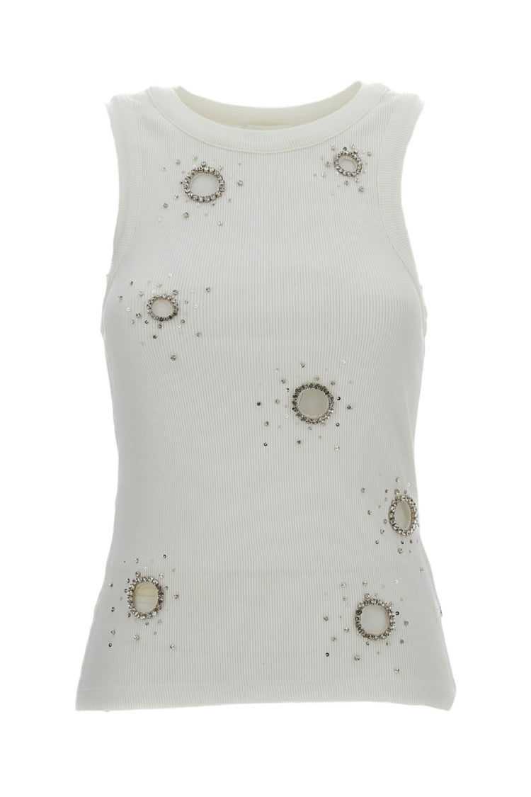 Des Phemmes Fitted Tank Top With Crystal Application Detail