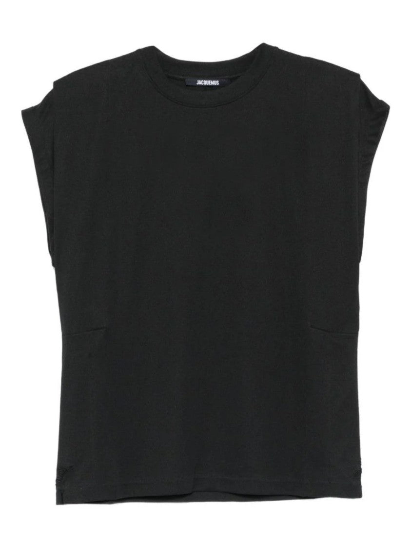 Jacquemus Black Paper-Effect Jersey Tank Top