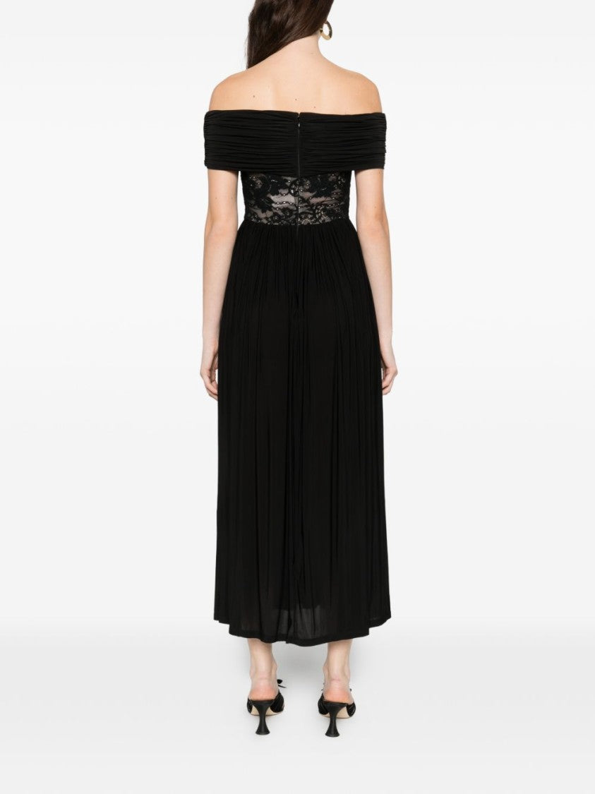 Zimmermann Off-The-Shoulder Midi Dress With Sheer Lace
