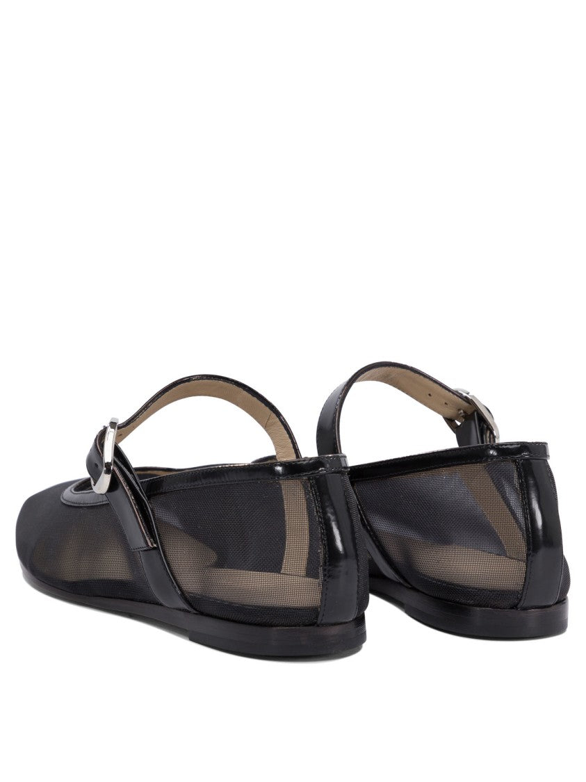 Le Monde Béryl Pointed Toe Ballerinas With Semi-Transparent Mesh