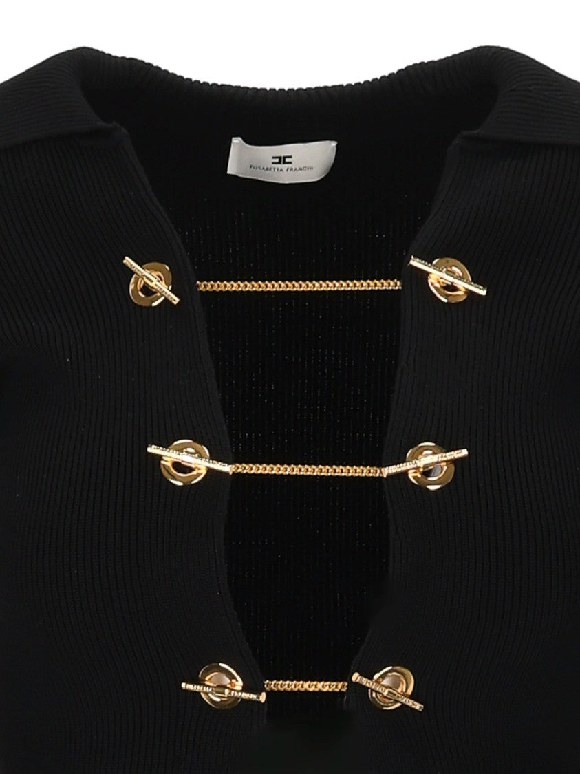 Elisabetta Franchi Knit Knee-Length Gold Chain Day Dress