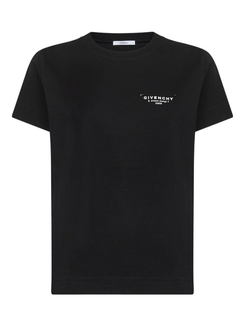 Givenchy Black Ribbed Crewneck Logo Print Top