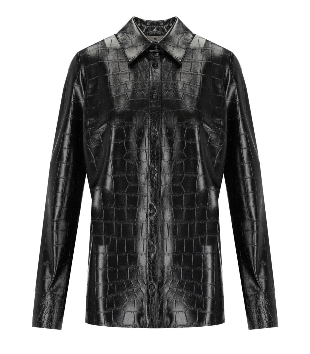 Elisabetta Franchi Black Shirt With Croco-Print