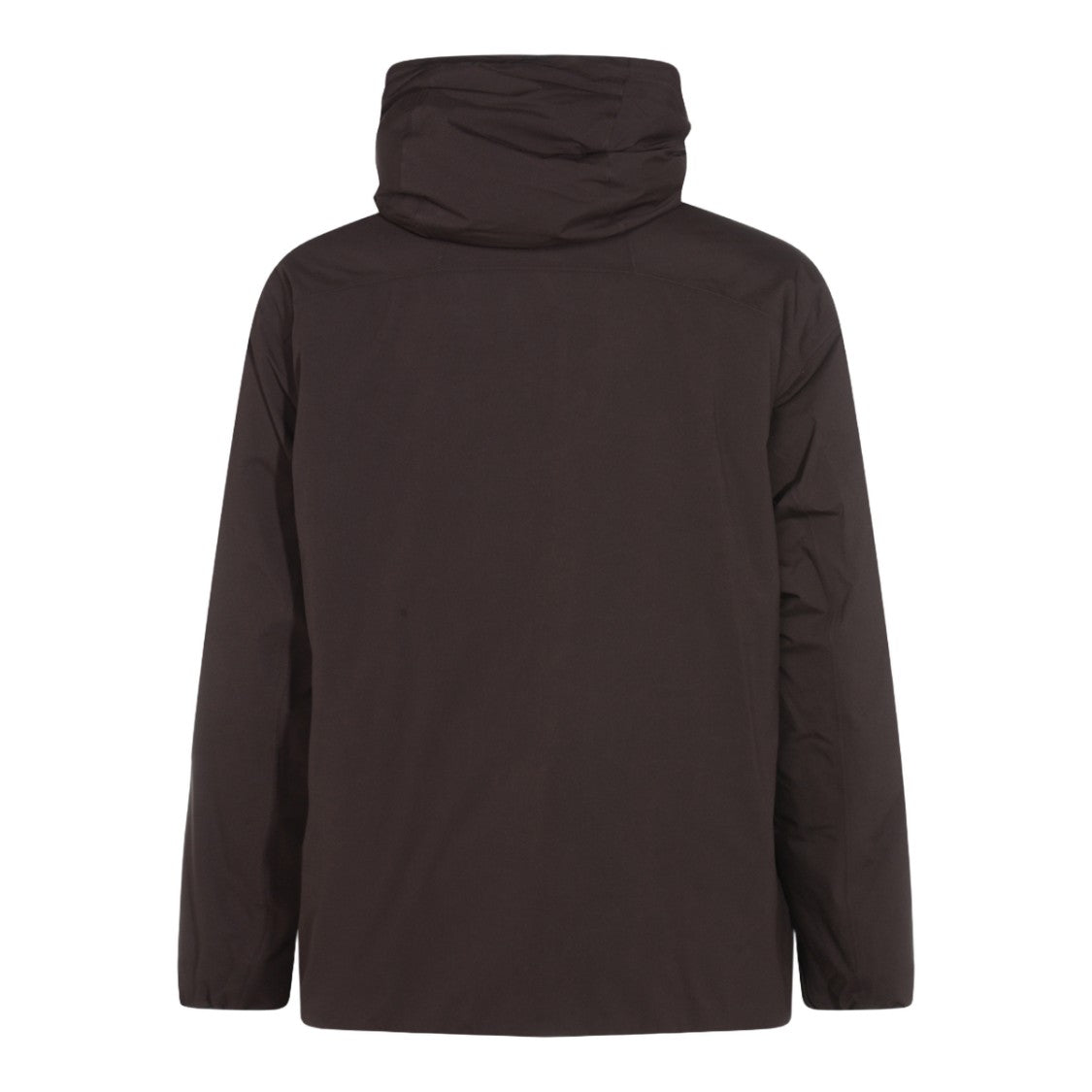 Laminar Brown Coat With Hood And Zipper Closure