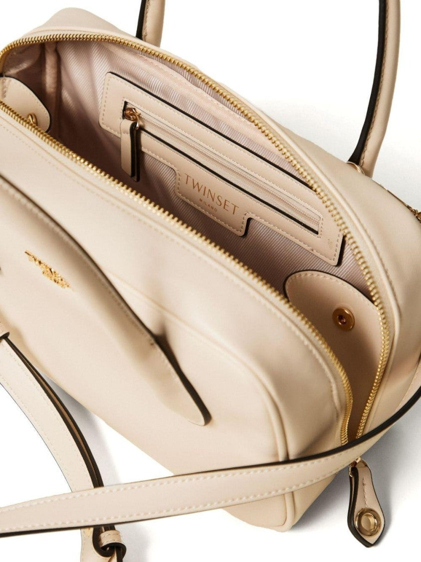 Twin-Set Rectangular Structured Handbag With Gold-Tone Hardware