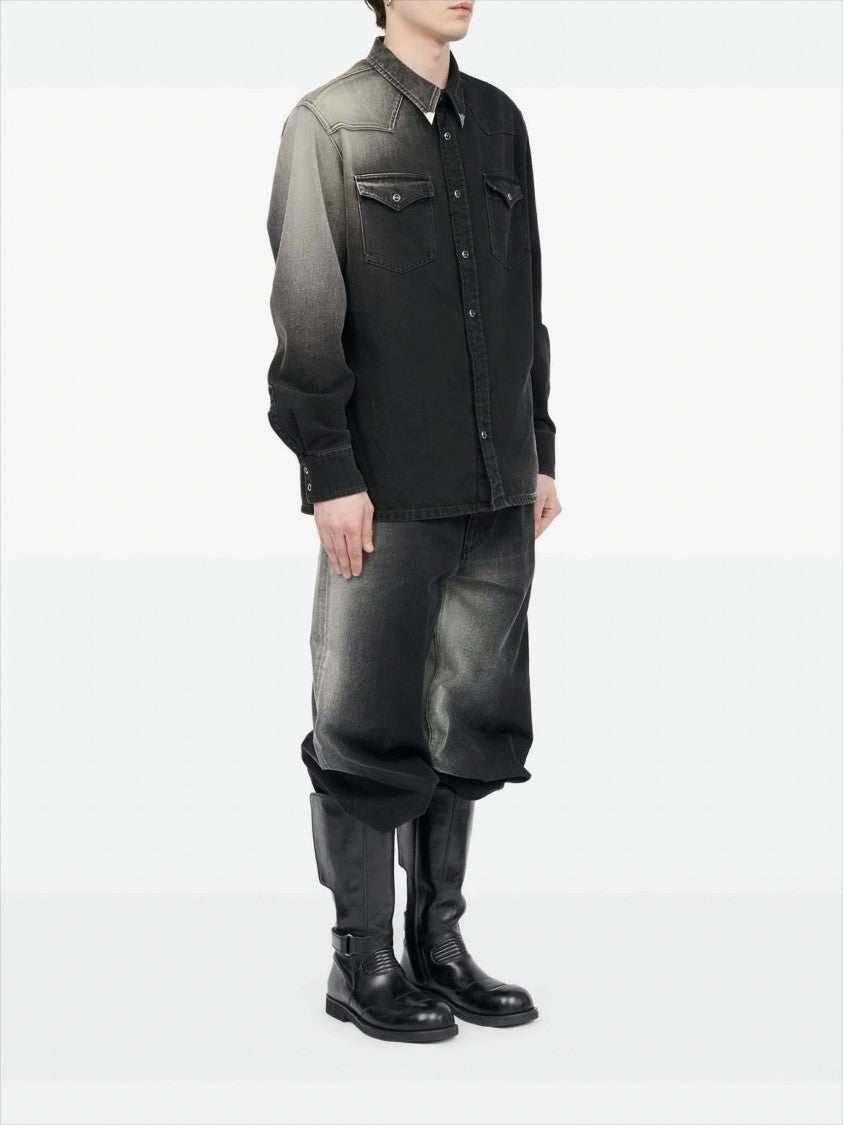 Mm6 By Maison Margiela Button-Down Vintage-Effect Black Shirt