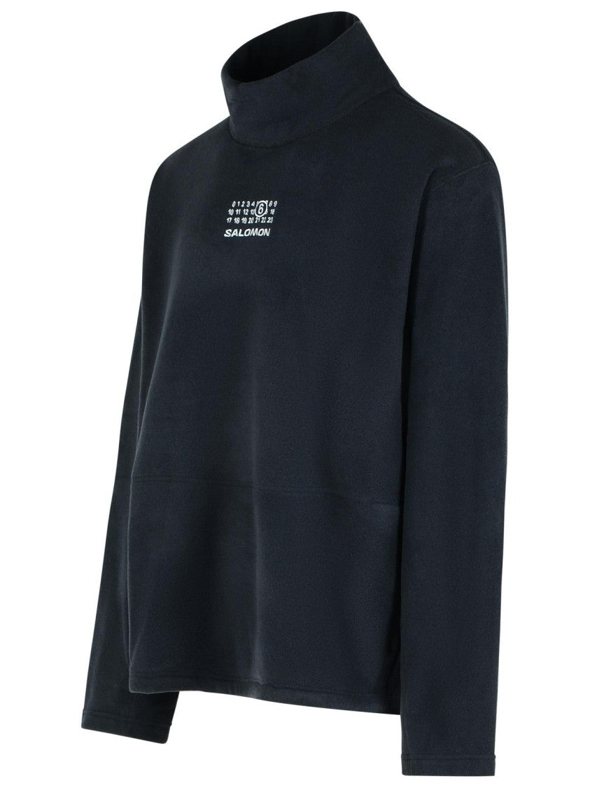 Mm6 By Maison Margiela Oversized Dark Grey Fleece Sweatshirt With Contrast Detailing
