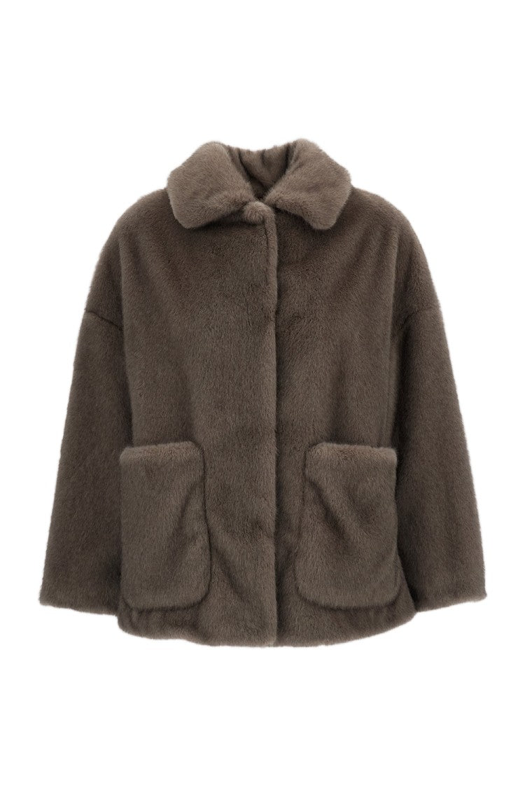 Herno Grey Faux Fur Short Jacket