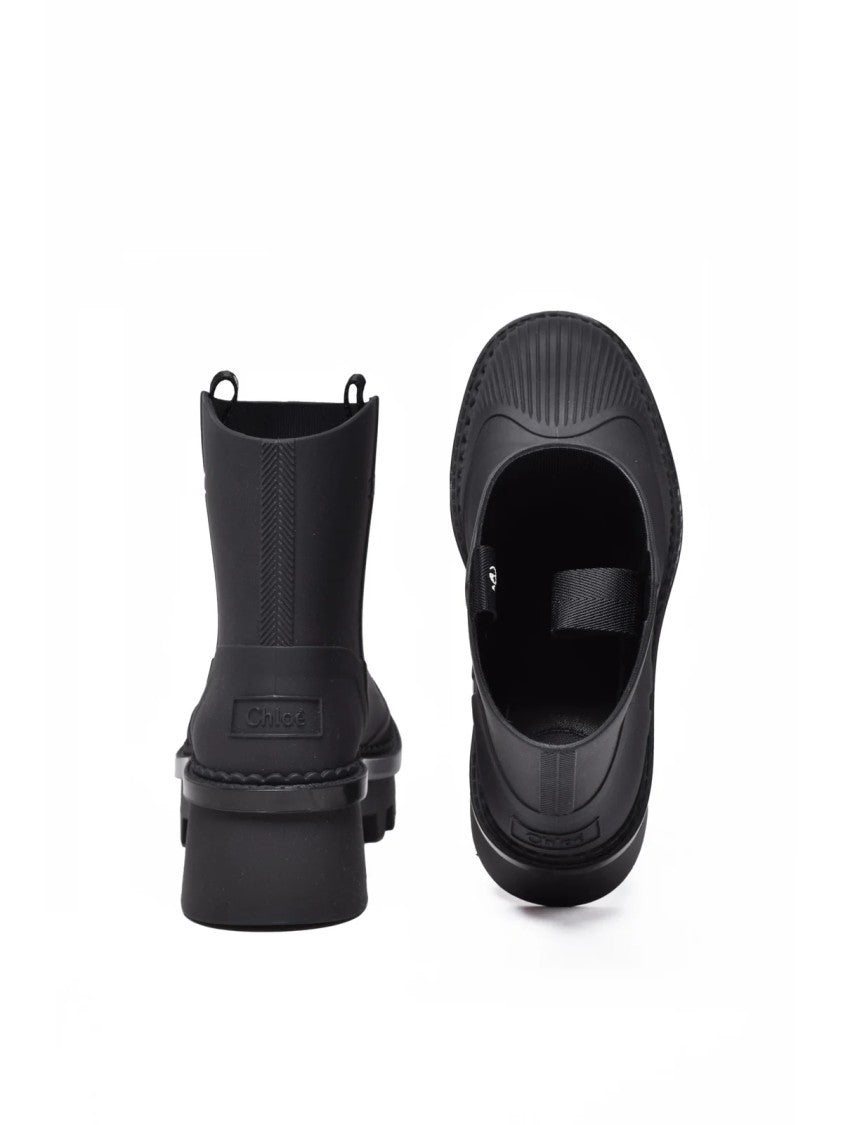 Chloé Black Matte Leather Ankle Boots
