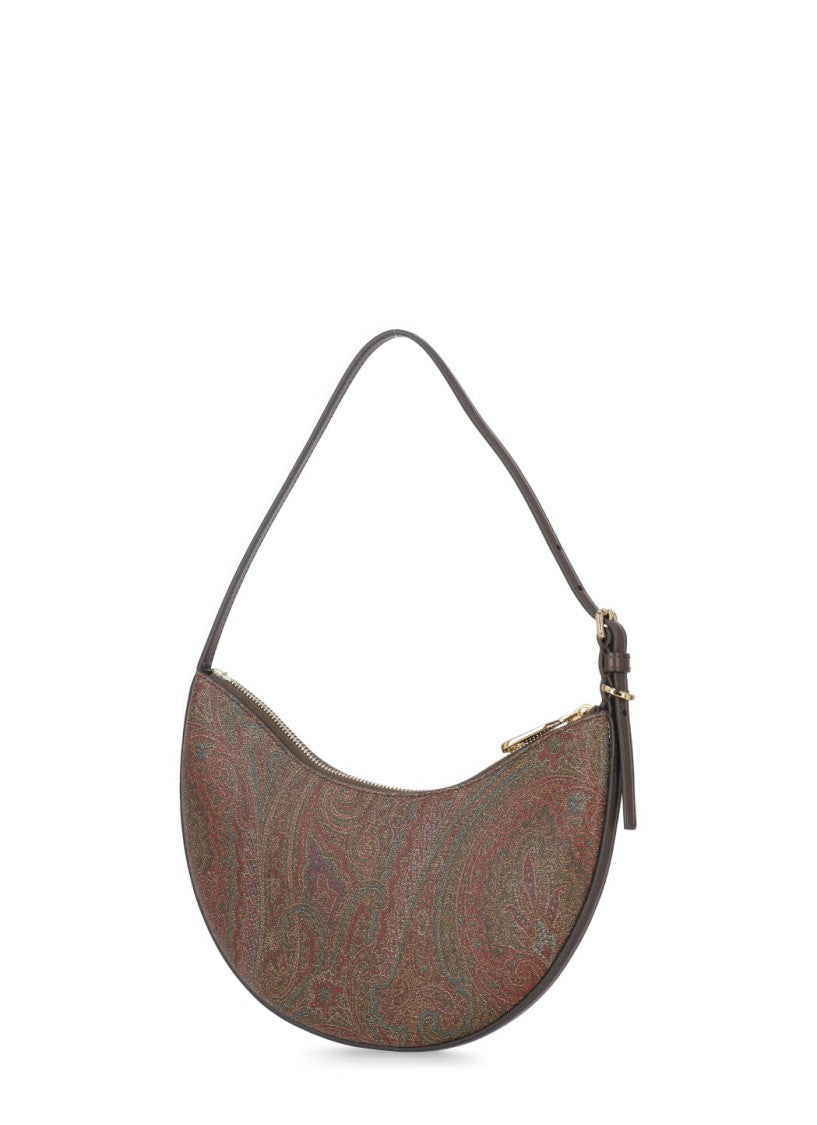 Etro Crescent-Shaped Brown Paisley Jacquard Handbag