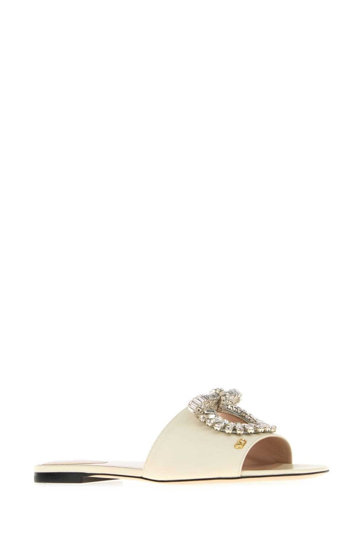 Valentino Garavani Ivory Leather Slippers