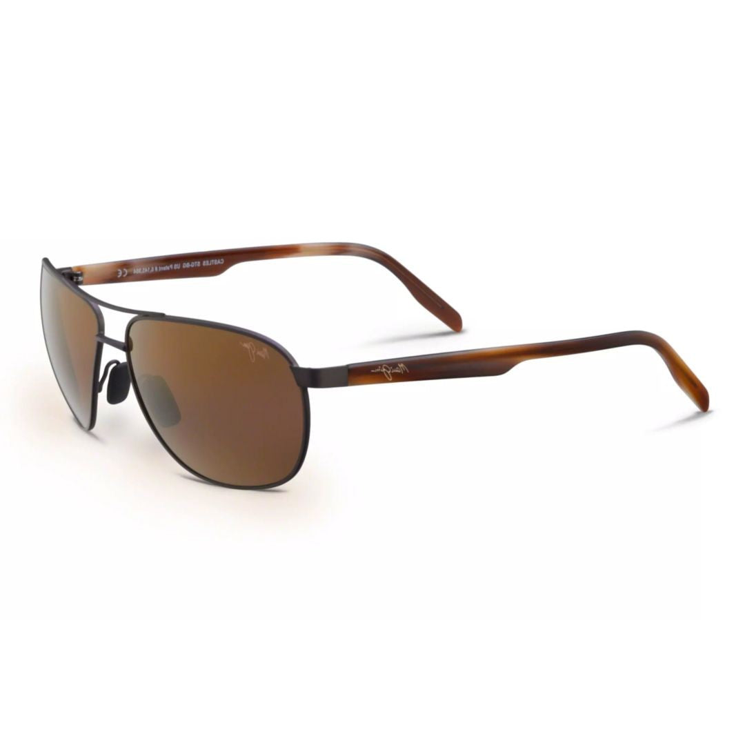 Maui Jim Castles Double Bridge Metal Sunglasses With Tortoiseshell Temples